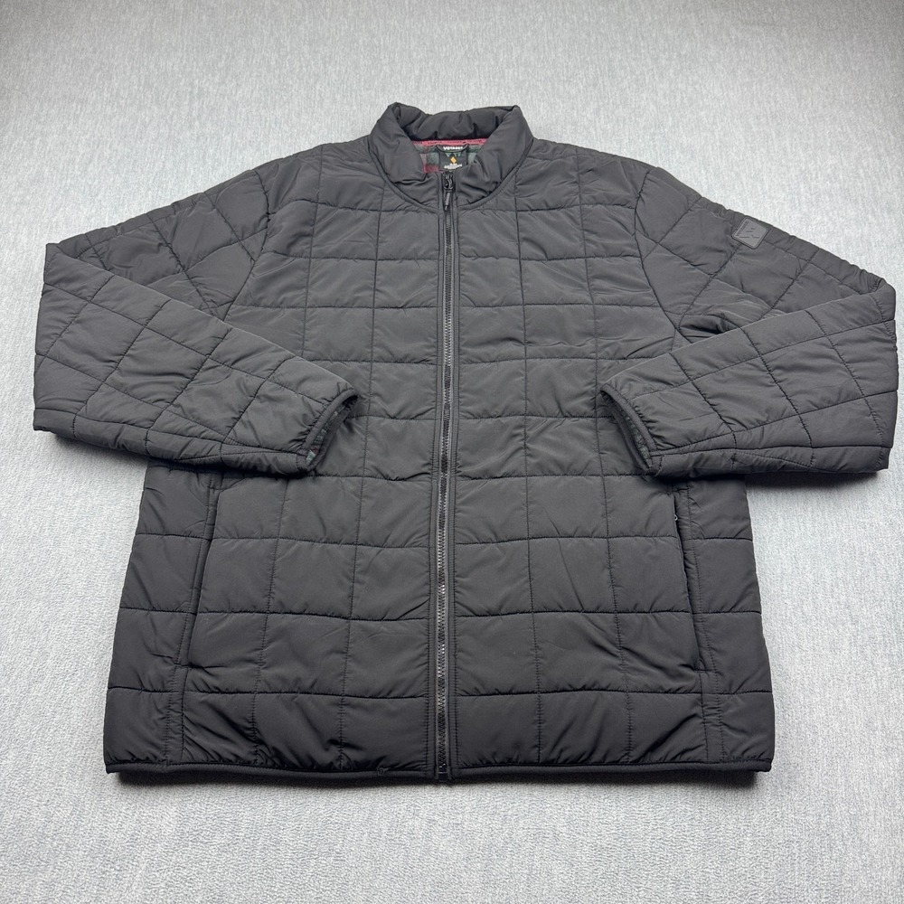 Voyager Jacket Men XL Black Quilted Puffer Polar Fleece Lined Full Zip Mock Neck